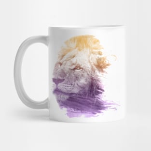 Lion Superimposed Watercolor Mug